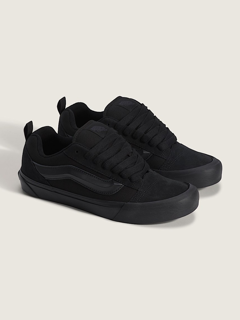 NEW Vans Knu Skool Shoe Triple Black Suede/Canvas M’s US 5.5 W’s US 7 Low-Top